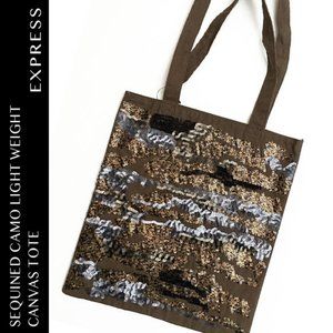 Sequined Camou Light Weight Canvas Tote Express
